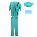 Bloody Zombie Doctor Halloween Party Adult Fancy Dress Mens Costume Green