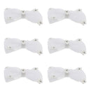 6pcs Handmade White Bowknot Rhinestone Flower DIY Craft Wedding Party Decor