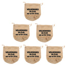 6pcs Retro Festival Willkommen Bags Burlap Natural Linen Jute Drawstring Gift Favour Xmas Wedding Candy Gift Bags 18 cm