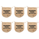 6pcs Retro Festival Willkommen Bags Burlap Natural Linen Jute Drawstring Gift Favour Xmas Wedding Candy Gift Bags 18 cm
