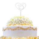 Silver Acrylic Number 15 Heart Cake Topper 15th Birthday Anniversary DÃ©cor