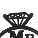 Unique Diamond Ring Mr Mrs Silhouette Cake Topper Wedding Anniversary Party Black Acrylic Cake Decoration