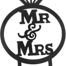 Unique Diamond Ring Mr Mrs Silhouette Cake Topper Wedding Anniversary Party Black Acrylic Cake Decoration