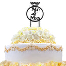 Unique Diamond Ring Mr Mrs Silhouette Cake Topper Wedding Anniversary Party Black Acrylic Cake Decoration