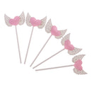 5x Wings with Heart Cake Toppers for Princess Kids Birthday Cake Decoration 3x5cm