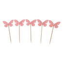5pcs Cute Pink Pearl Butterfly Cake Topper Cupcake Picks Party Baby Shower