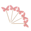 5pcs Cute Pink Pearl Butterfly Cake Topper Cupcake Picks Party Baby Shower