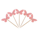 5pcs Cute Pink Pearl Butterfly Cake Topper Cupcake Picks Party Baby Shower