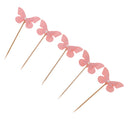 5pcs Cute Pink Pearl Butterfly Cake Topper Cupcake Picks Party Baby Shower