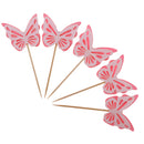 5pcs Glitter Pink Butterfly Design Cupcake Picks Wedding Christmas Baby Shower Cake Toppers Food Sticks Baking Accessories
