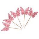 5pcs Glitter Pink Butterfly Design Cupcake Picks Wedding Christmas Baby Shower Cake Toppers Food Sticks Baking Accessories