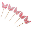 5pcs Glitter Pink Butterfly Design Cupcake Picks Wedding Christmas Baby Shower Cake Toppers Food Sticks Baking Accessories