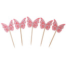5pcs Glitter Pink Butterfly Design Cupcake Picks Wedding Christmas Baby Shower Cake Toppers Food Sticks Baking Accessories