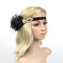 Wedding Bridal Stretch Feather Headband Woman Lady Rhinestone Hairband Black