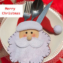 Cute Holiday Christmas Cutlery Holder Red Hat Santa Claus Tableware Cover Utensil Pocket Decor Kids Spoon Bag