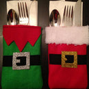 2pcs Festive Rectangle Xmas Kitchen Cutlery Tableware Spoon Silverware Holder Bags Table Decoration Gifts