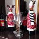 Merry Christmas Wine Bottle Cover Knitted Reindeer Sweater and Hat Xmas Party Dinner Table Decor