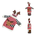 Merry Christmas Wine Bottle Cover Knitted Reindeer Sweater and Hat Xmas Party Dinner Table Decor