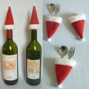 Pack of 4pcs Festive Christmas Bottle Top Santa Hat Covers Household Tableware Bags Home Decorations