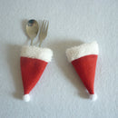 Pack of 4pcs Festive Christmas Bottle Top Santa Hat Covers Household Tableware Bags Home Decorations