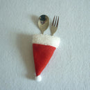 Pack of 4pcs Festive Christmas Bottle Top Santa Hat Covers Household Tableware Bags Home Decorations