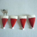 Pack of 4pcs Festive Christmas Bottle Top Santa Hat Covers Household Tableware Bags Home Decorations