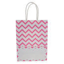 Durable Easy Carry Wave Pattern Design Paper Shopping Bags With Rope Handles Birthday Wedding Gift Bag Pack of 12PCS Pink