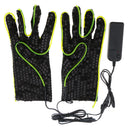 LED Flashing Gloves Fluorescent Green Sequins Black Fabric Rave Party Halloween Performance Gloves