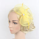 Fashionable Artificial Feather Charms Vintage Woman Headband Hairband for Women Wedding Cocktail Prom Party Hair Styling Yellow