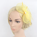 Fashionable Artificial Feather Charms Vintage Woman Headband Hairband for Women Wedding Cocktail Prom Party Hair Styling Yellow