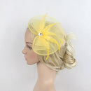 Fashionable Artificial Feather Charms Vintage Woman Headband Hairband for Women Wedding Cocktail Prom Party Hair Styling Yellow