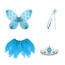 4 pieces Princess Butterfly Wings Snowflake Crystal Wands Crown Headband Fashion Skirt Costume Cosplay Party Accessories