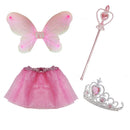 4/set Sweet Girls Pink Fairy Angel Costume Buttergly Wing/Tutu Skirt/Crown/Wand Fancy Dress
