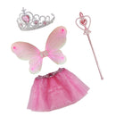 4/set Sweet Girls Pink Fairy Angel Costume Buttergly Wing/Tutu Skirt/Crown/Wand Fancy Dress