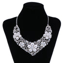 Stunning Bridal Wedding Crystal Flower Pearls Necklace Earrings Jewelry Sets