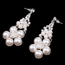 Stunning Bridal Wedding Crystal Flower Pearls Necklace Earrings Jewelry Sets