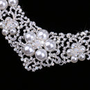 Stunning Bridal Wedding Crystal Flower Pearls Necklace Earrings Jewelry Sets