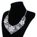 Stunning Bridal Wedding Crystal Flower Pearls Necklace Earrings Jewelry Sets