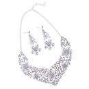 Stunning Bridal Wedding Crystal Flower Pearls Necklace Earrings Jewelry Sets