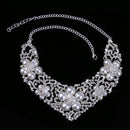 Stunning Bridal Wedding Crystal Flower Pearls Necklace Earrings Jewelry Sets