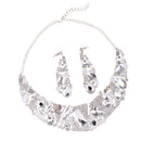 Luxury Ladies Clear Crystal Statement Necklace & Dangle Earring Evening Party Jewelry Set