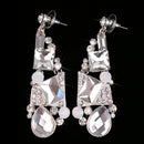 Luxury Ladies Clear Crystal Statement Necklace & Dangle Earring Evening Party Jewelry Set