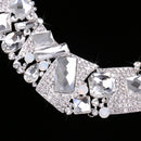 Luxury Ladies Clear Crystal Statement Necklace & Dangle Earring Evening Party Jewelry Set