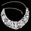 Luxury Ladies Clear Crystal Statement Necklace & Dangle Earring Evening Party Jewelry Set