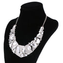 Luxury Ladies Clear Crystal Statement Necklace & Dangle Earring Evening Party Jewelry Set