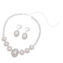 Wedding Jewelry Set Crystal Pearl Necklace Ring Earring Bridal Bridesmaid Prom Party Accessories