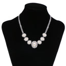 Wedding Jewelry Set Crystal Pearl Necklace Ring Earring Bridal Bridesmaid Prom Party Accessories