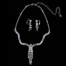 Shiny Women's Long Crystal Rhinestone Tassel Necklace & Earrings Wedding Party Jewelry Set