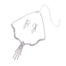 Shiny Women's Long Crystal Rhinestone Tassel Necklace & Earrings Wedding Party Jewelry Set