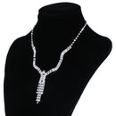 Shiny Women's Long Crystal Rhinestone Tassel Necklace & Earrings Wedding Party Jewelry Set